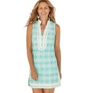 Cabana Life Sunshine Shores Turquoise & White Tunic Size Large NWT